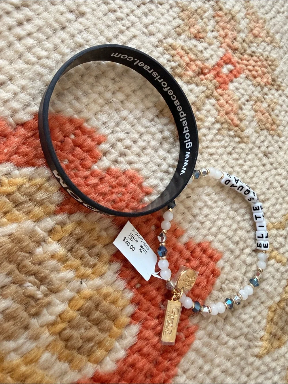 WOLF Beaded 'ELITE' Bracelet with White and Black Letter Beads